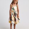 T7229 Abstract Three Layer Dress Allover Print