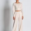 MELIN ROSE Σετ μεταλιζέ μπλούζα με παντελόνα MRS26-6222 Βανίλια