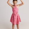 T7072 Bandana Scarf Dress for Kids Pink