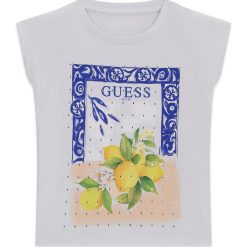 Guess Mπλούζα με σχέδια κορίτσι J6GI12K8HM4-A70N Λευκό