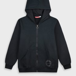 Fleece ζακέτα Energiers Basic Line με κουκούλα - ΜΑΥΡΟ