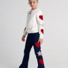 T7529 Galactic Hearts Embriodered Denim Flare Pants For Kids