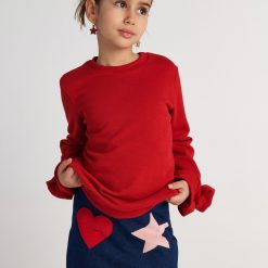 Alternative view of T7529 Galactic Hearts Embriodered Denim Skirt For Kids