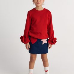 T7529 Galactic Hearts Embriodered Denim Skirt For Kids