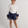 T7556 Midnight Moon Long Sleeve Top And Denim Sequins Shorts