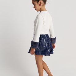 Alternative view of T7556 Midnight Moon Long Sleeve Top And Denim Sequins Shorts