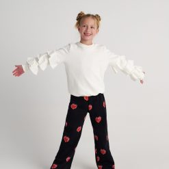 Alternative view of T7631 Flaming Hearts Ruffles Top And Allover Print Pants