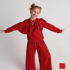 T7752 Monochrome Set Ruffles Top And Wide Leg Pants Ciel