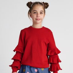 Alternative view of T7754 Monochrome Ruffles Sleeve Top Pink