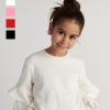 T7754 Monochrome Ruffles Sleeve Top Pink